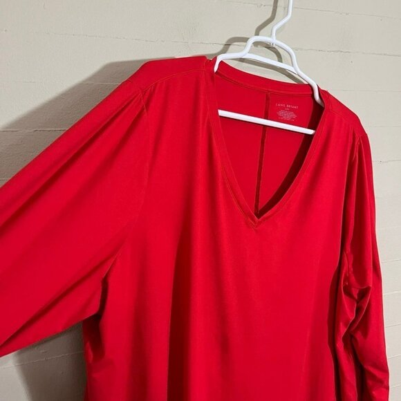 Lane Bryant Red V Neck Tunic SZ 22 / 24 - Picture 5 of 7
